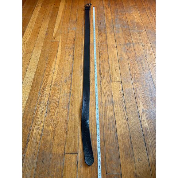 Heavy Duty Distressed Black Leather Belt Mens sz 44 - Picture 12 of 12